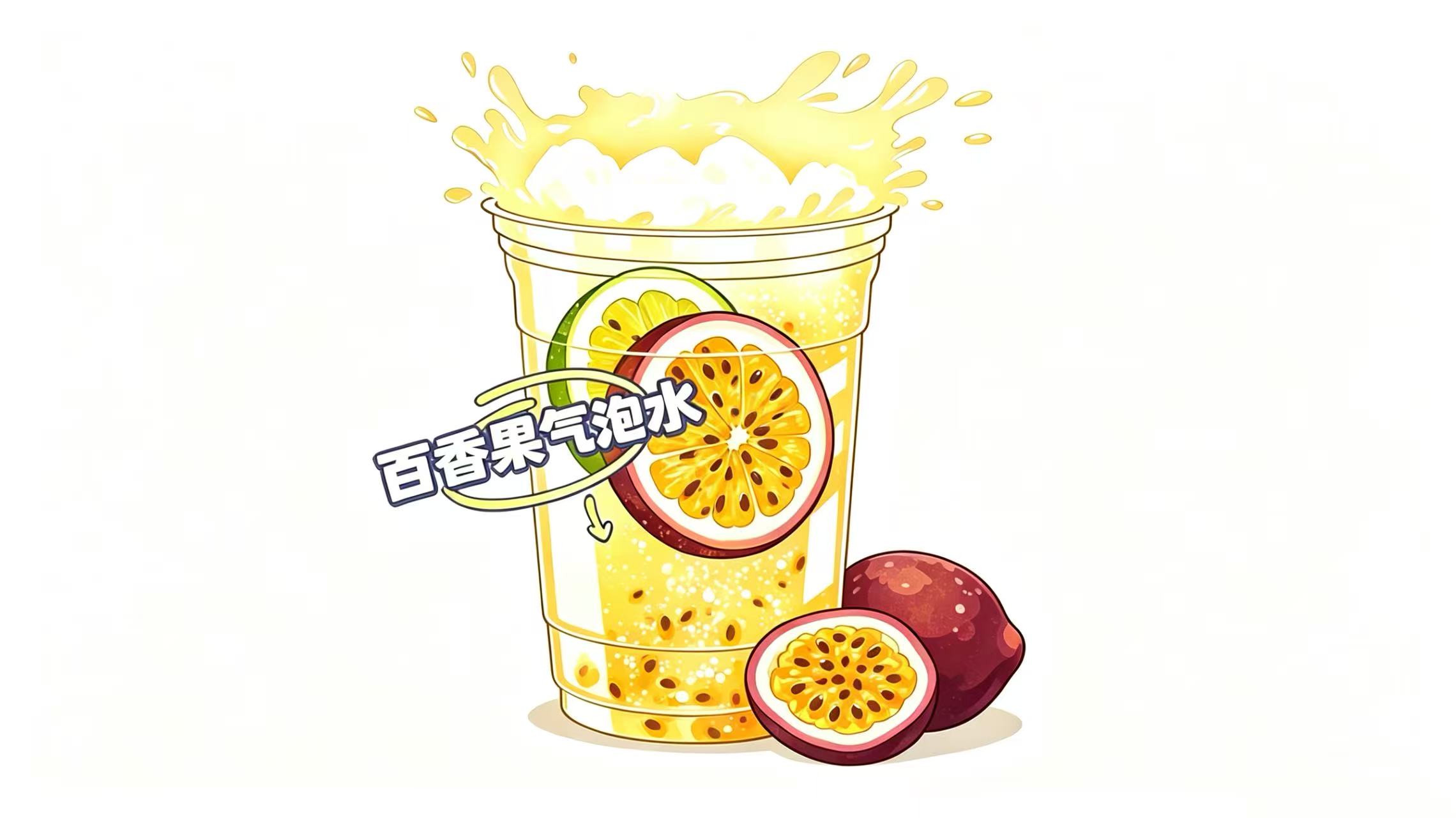 百香果气泡水