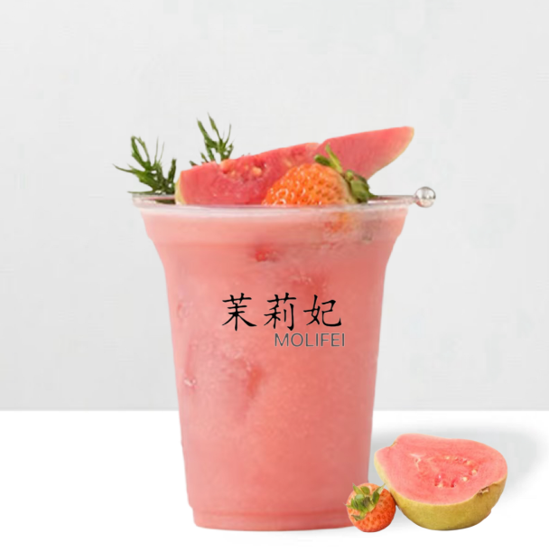 草莓芭乐冰茶