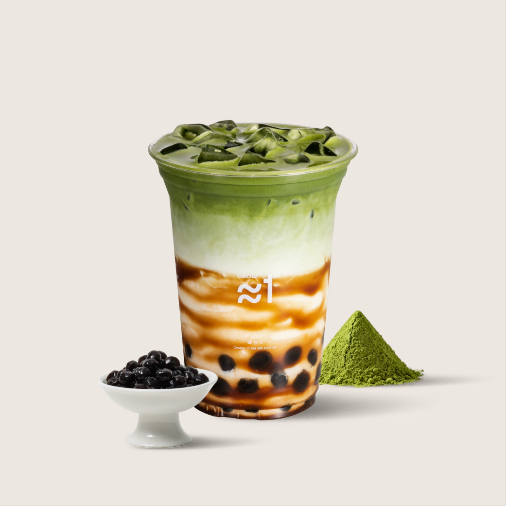 抹茶黑糖啵啵牛乳