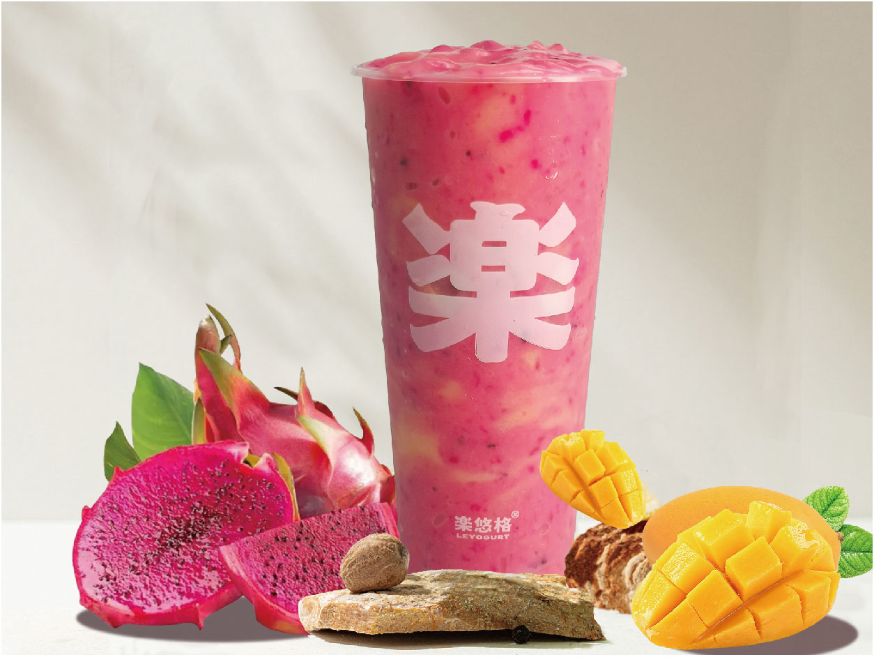 实萃芒果火龙果酸奶昔