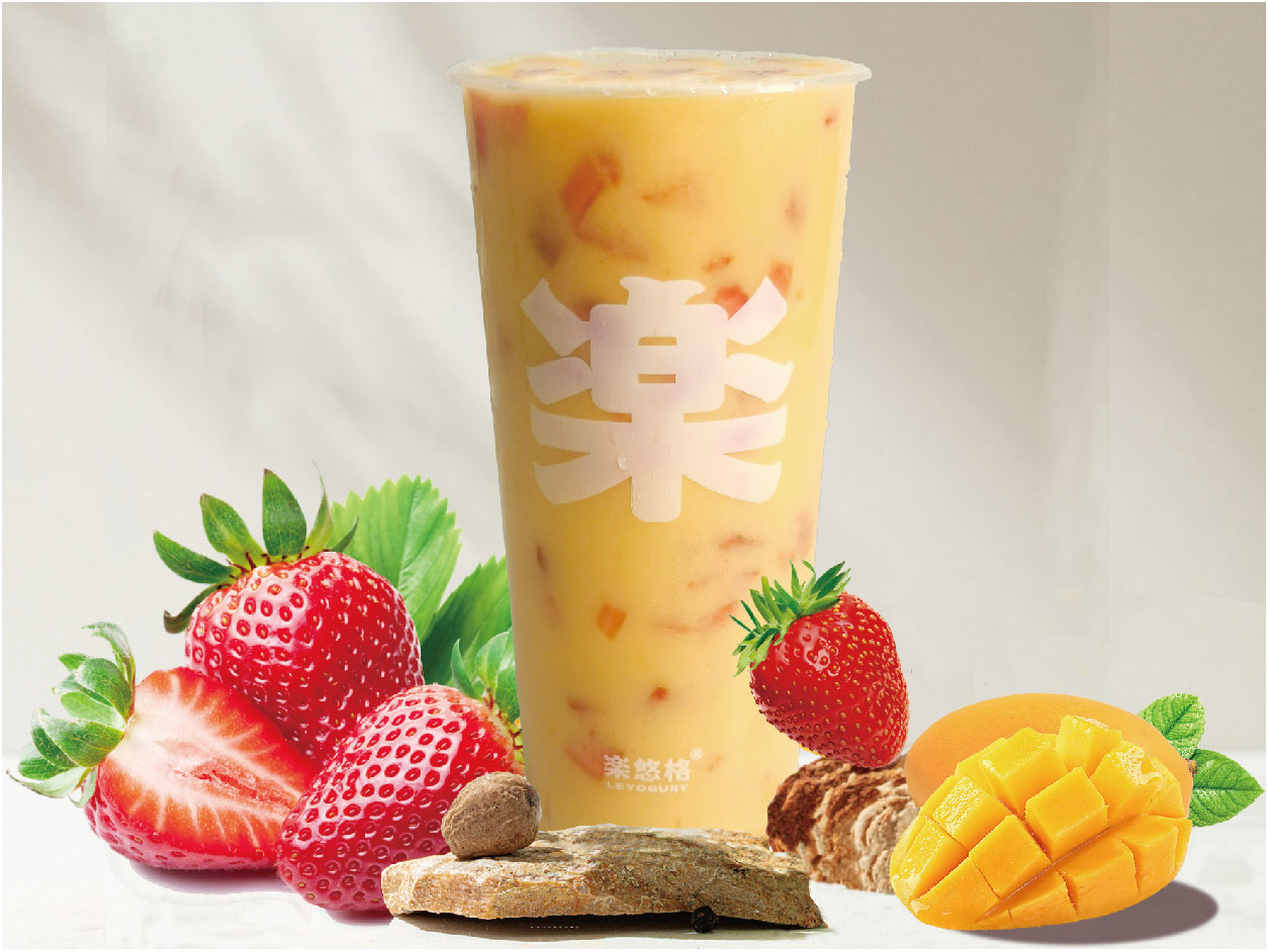 实萃芒果草莓酸奶奶昔