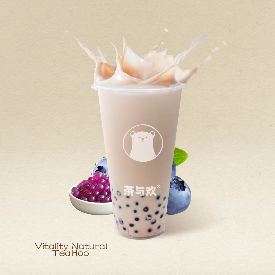 蓝莓爆蛋奶茶