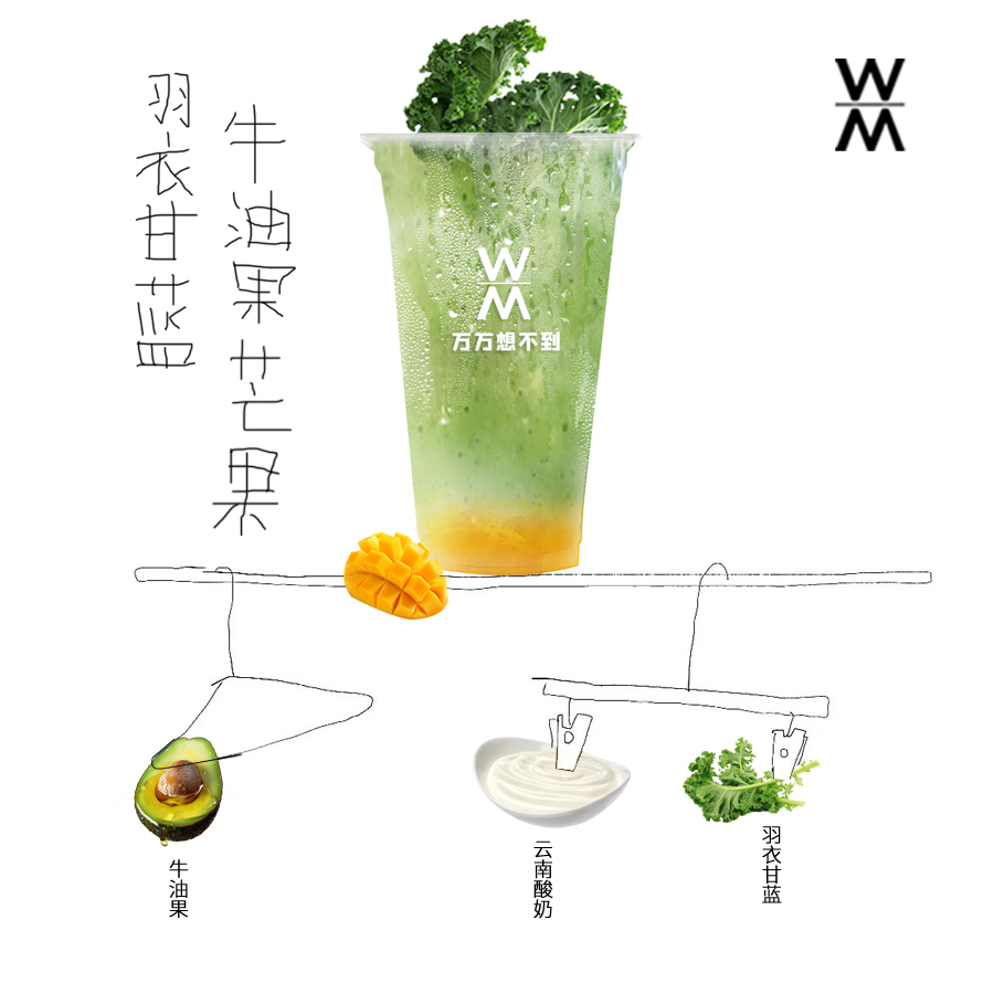 羽衣甘蓝牛油果芒果