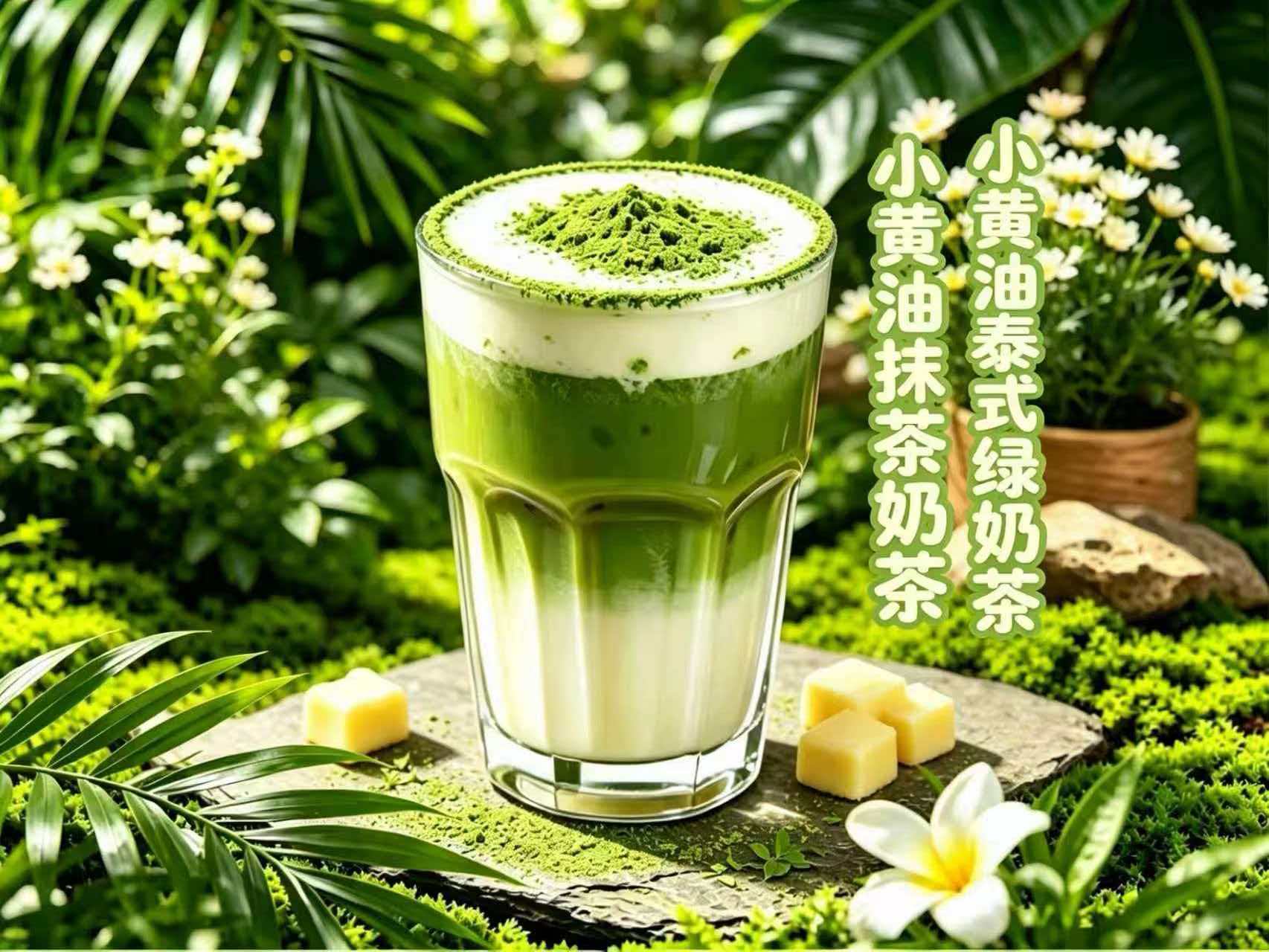 小黄油泰式绿奶茶（小黄油抹茶奶茶）