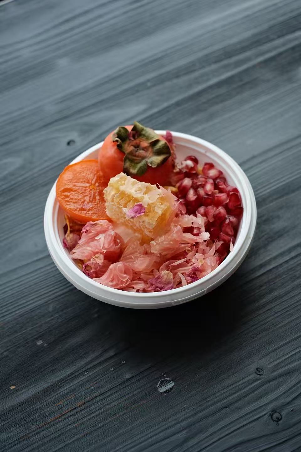 石榴季·蜜柿红柚蜂巢蜜碗(底铺蜂蜜玉米片)