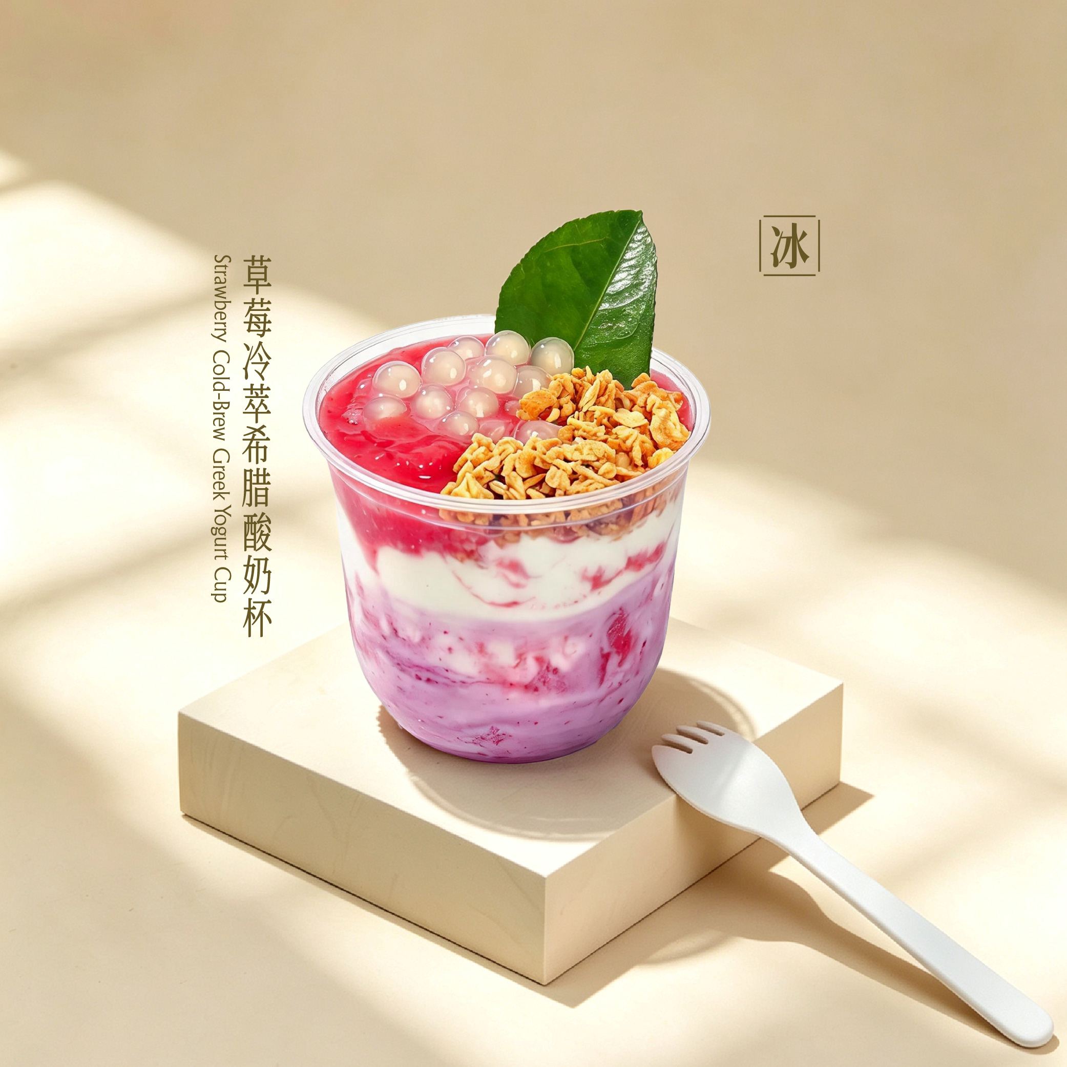草莓冷萃希腊酸奶杯