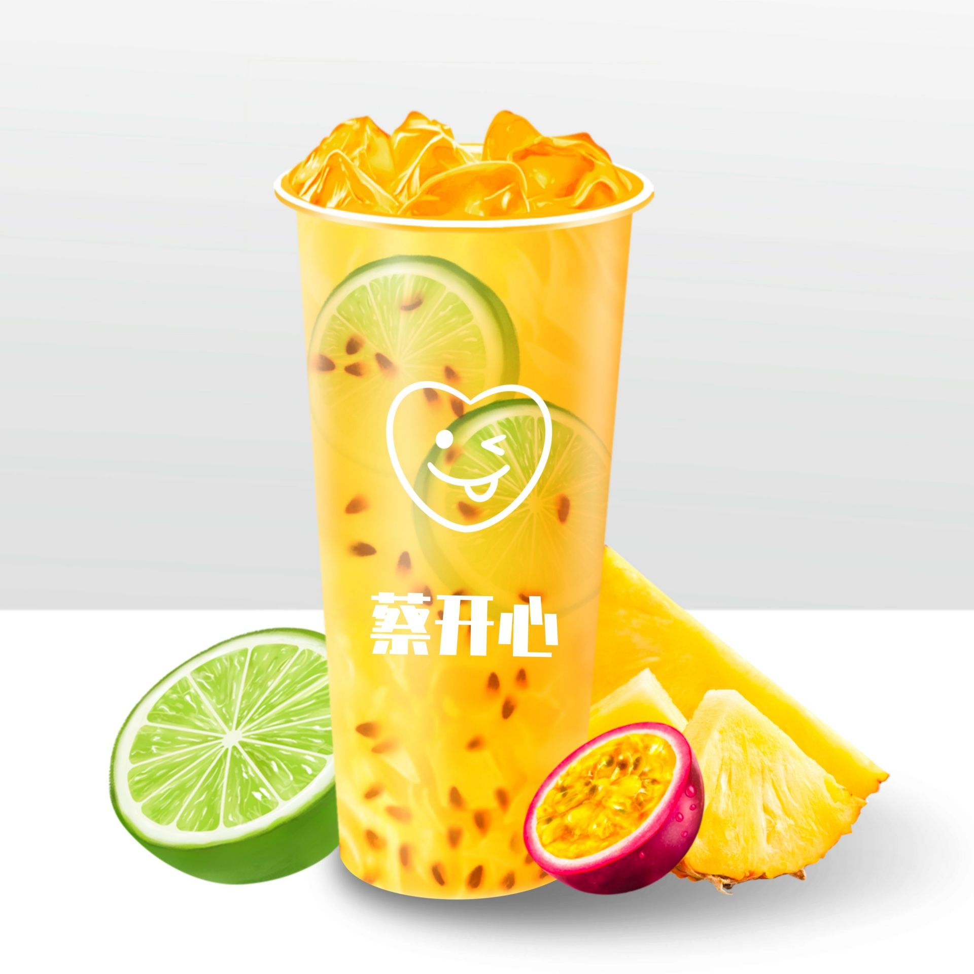 多肉百香凤梨水果茶